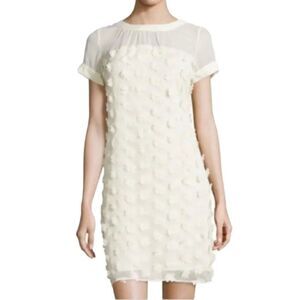 NEW Vintage Beige by ECI Delicate 3D Floral Petal Ivory Crepe and Satin Dress 4